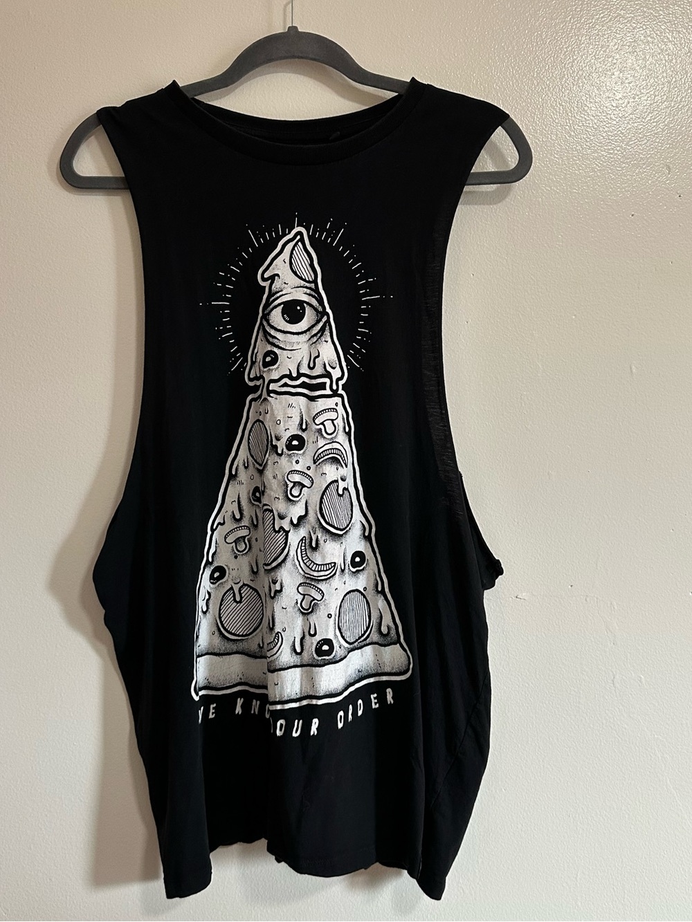 KILLSTAR Pizza "We Know Your Order" Black Muscle Tank Top, XL